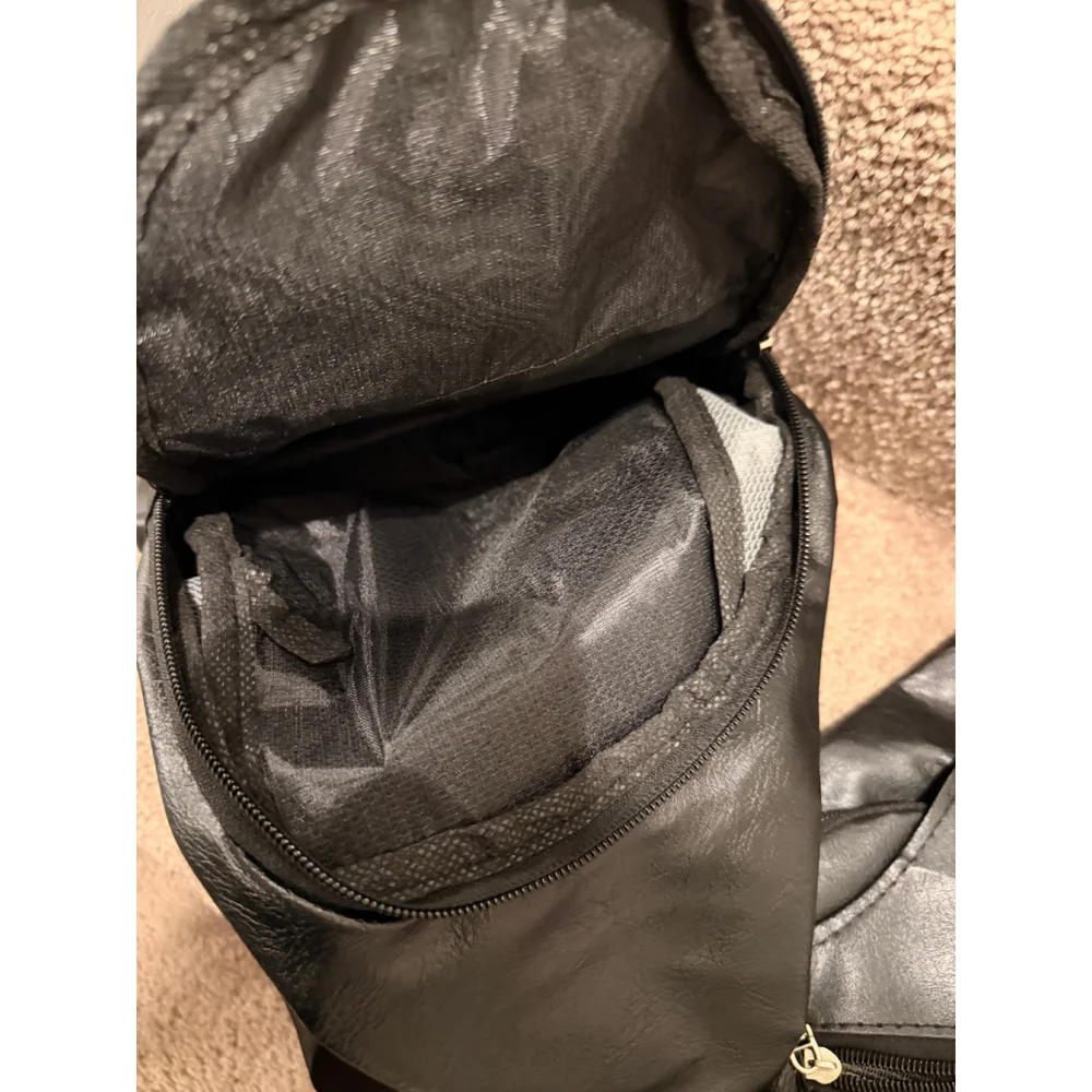 Unisex Sling Crossbody Bag Black 2 Pc Bundle Faux Leather Travel Urban Streetwea